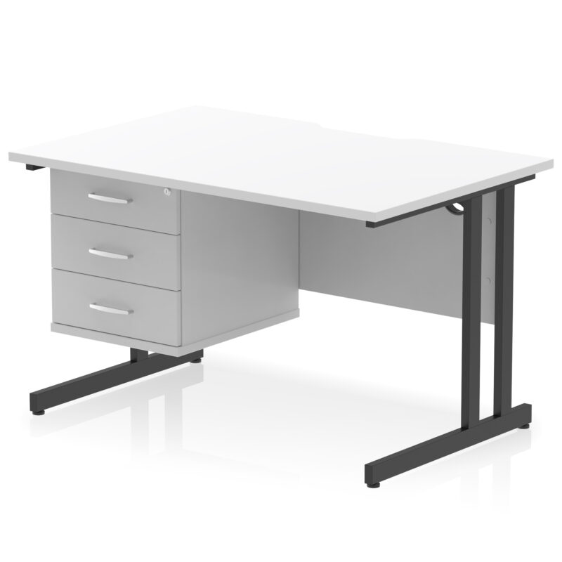 Pace Scalloped Edge 1200mm Cantilever Straight Desk With Single Fixed Pedestal - Image 36