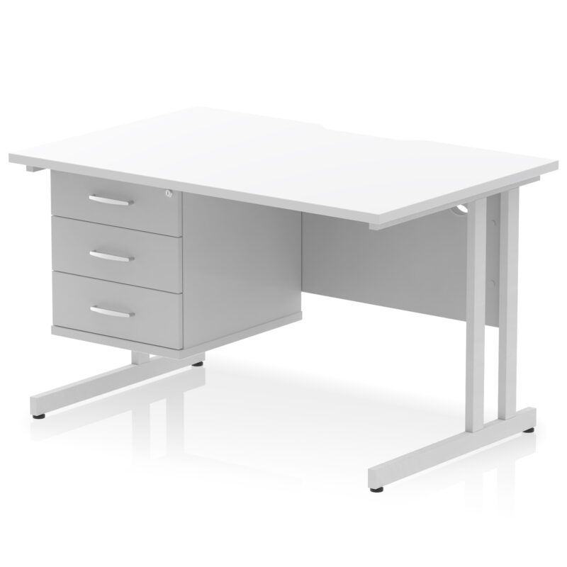Pace Scalloped Edge 1200mm Cantilever Straight Desk With Single Fixed Pedestal - Image 37