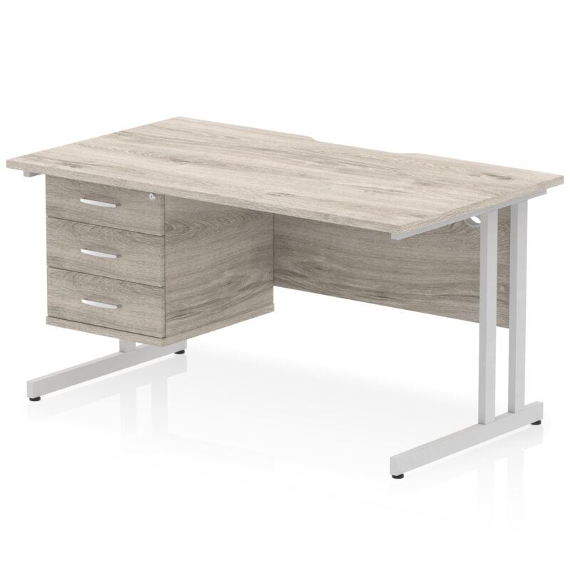 Pace Scalloped Edge 1400mm Cantilever Straight Desk With Single Fixed Pedestal - Image 25