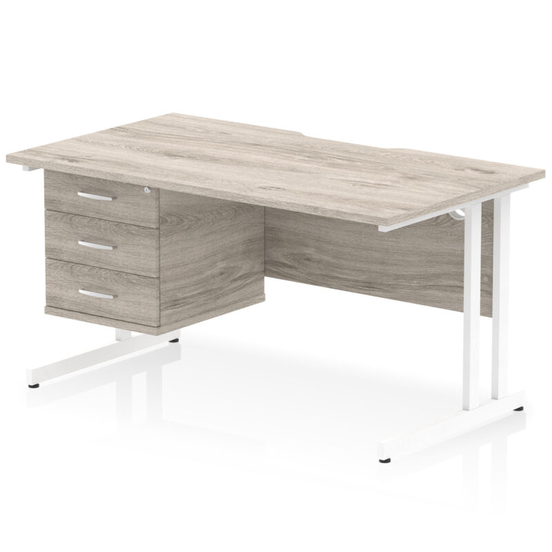 Pace Scalloped Edge 1400mm Cantilever Straight Desk With Single Fixed Pedestal - Image 26
