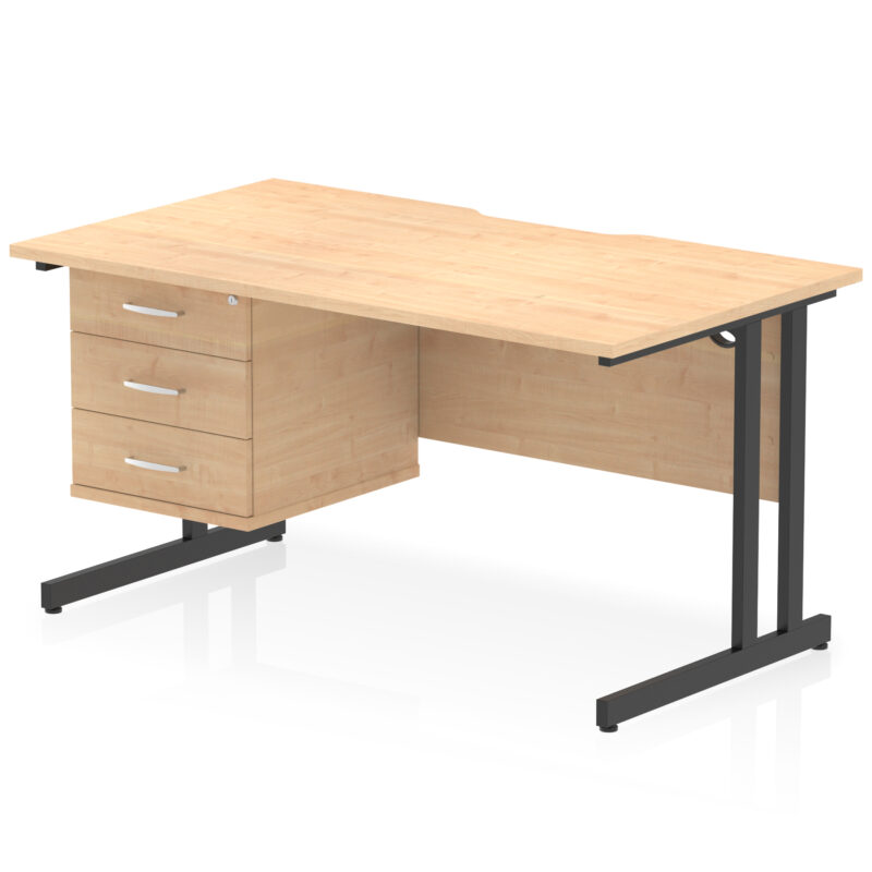 Pace Scalloped Edge 1400mm Cantilever Straight Desk With Single Fixed Pedestal - Image 27