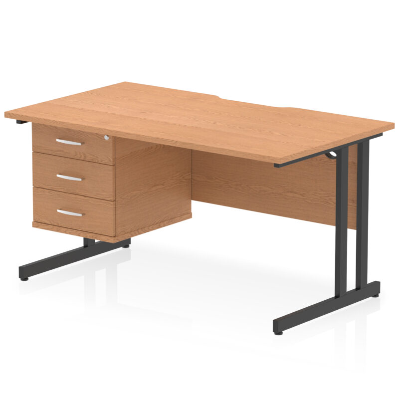 Pace Scalloped Edge 1400mm Cantilever Straight Desk With Single Fixed Pedestal - Image 30