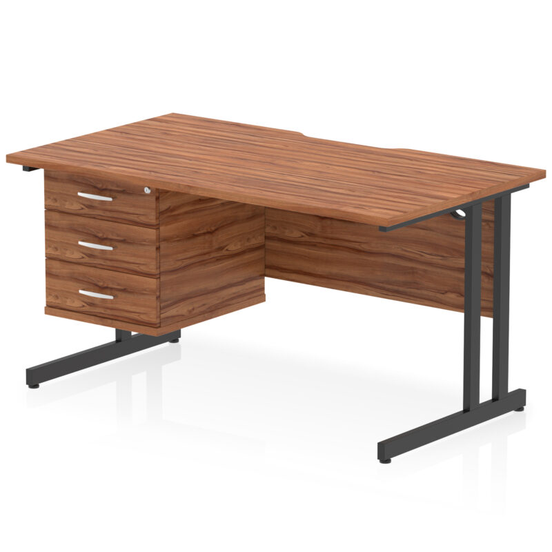 Pace Scalloped Edge 1400mm Cantilever Straight Desk With Single Fixed Pedestal - Image 33