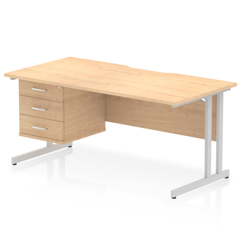 Pace Scalloped Edge 1600mm Cantilever Straight Desk With Single Fixed Pedestal - Image 28