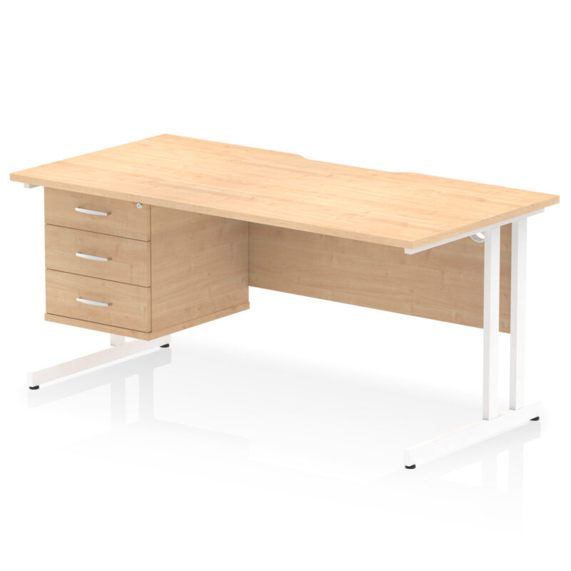 Pace Scalloped Edge 1600mm Cantilever Straight Desk With Single Fixed Pedestal - Image 29
