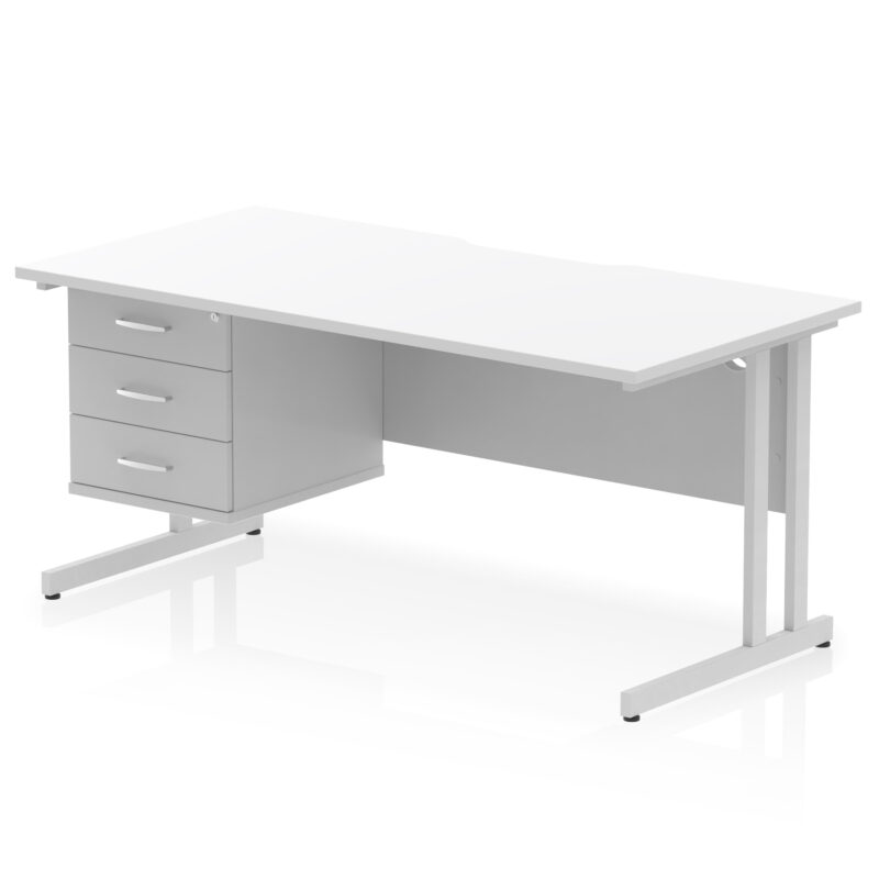Pace Scalloped Edge 1600mm Cantilever Straight Desk With Single Fixed Pedestal - Image 37