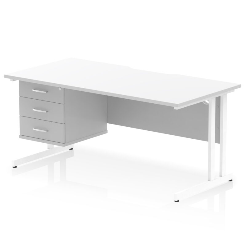 Pace Scalloped Edge 1600mm Cantilever Straight Desk With Single Fixed Pedestal - Image 38