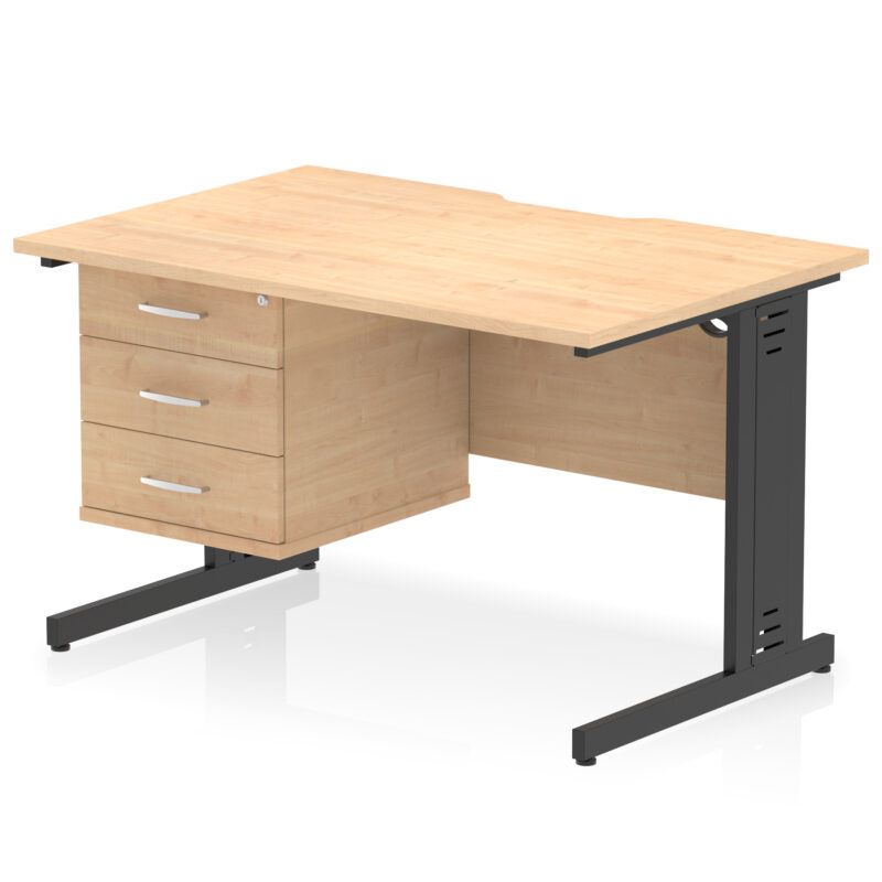 Pace Scalloped Edge 1200mm Cable Managed Straight Desk With Single Fixed Pedestal - Image 27