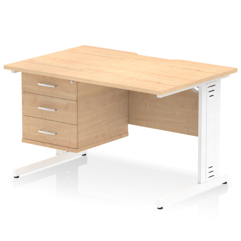 Pace Scalloped Edge 1200mm Cable Managed Straight Desk With Single Fixed Pedestal - Image 29