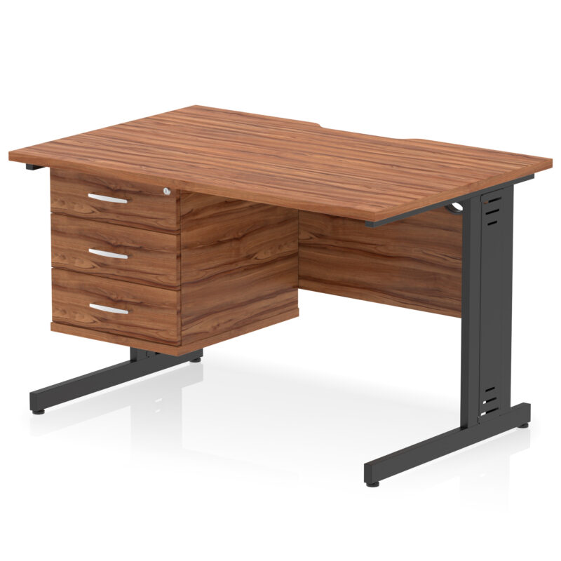Pace Scalloped Edge 1200mm Cable Managed Straight Desk With Single Fixed Pedestal - Image 33