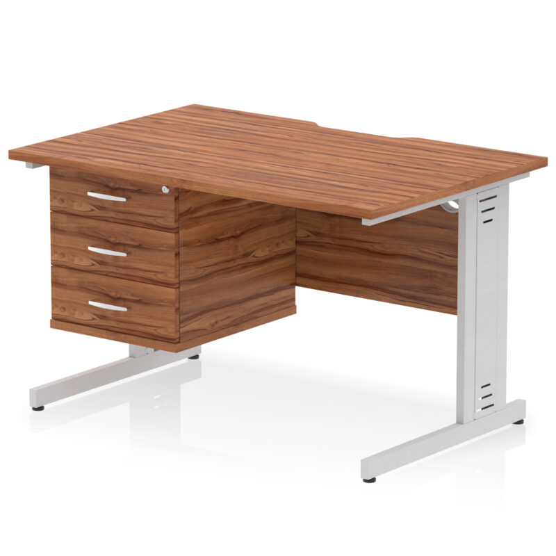 Pace Scalloped Edge 1200mm Cable Managed Straight Desk With Single Fixed Pedestal - Image 34
