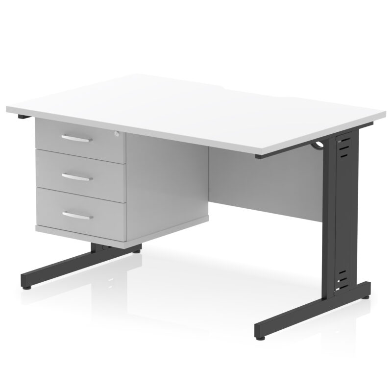 Pace Scalloped Edge 1200mm Cable Managed Straight Desk With Single Fixed Pedestal - Image 36
