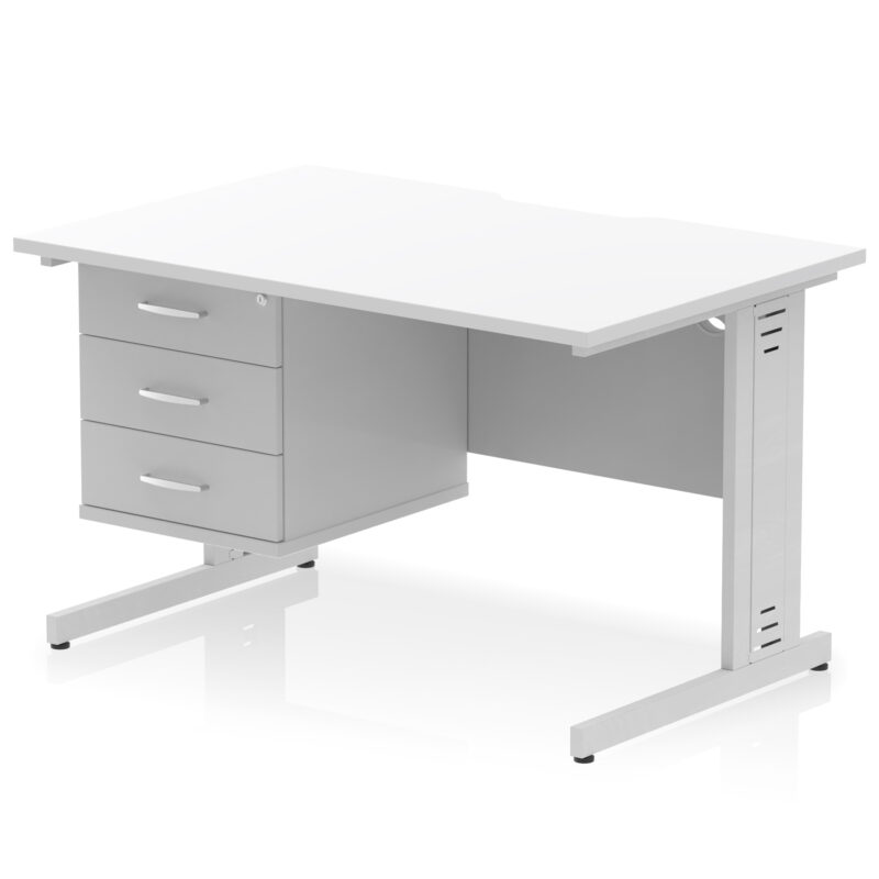 Pace Scalloped Edge 1200mm Cable Managed Straight Desk With Single Fixed Pedestal - Image 37