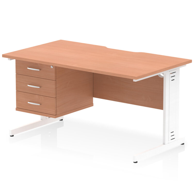 Pace Scalloped Edge 1400mm Cable Managed Straight Desk With Single Fixed Pedestal - Image 23