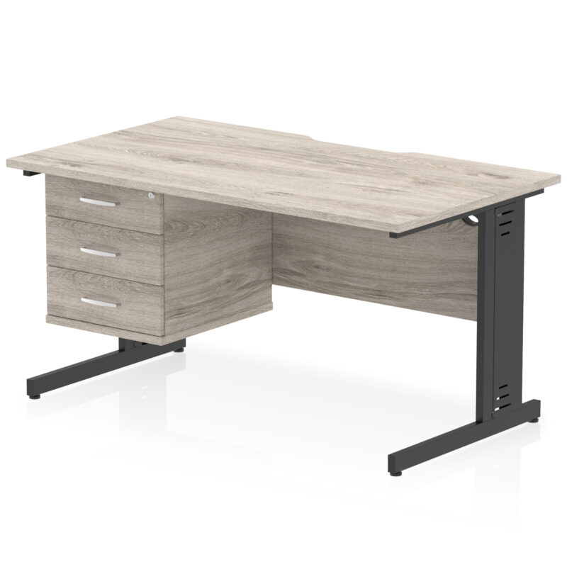 Pace Scalloped Edge 1400mm Cable Managed Straight Desk With Single Fixed Pedestal - Image 24