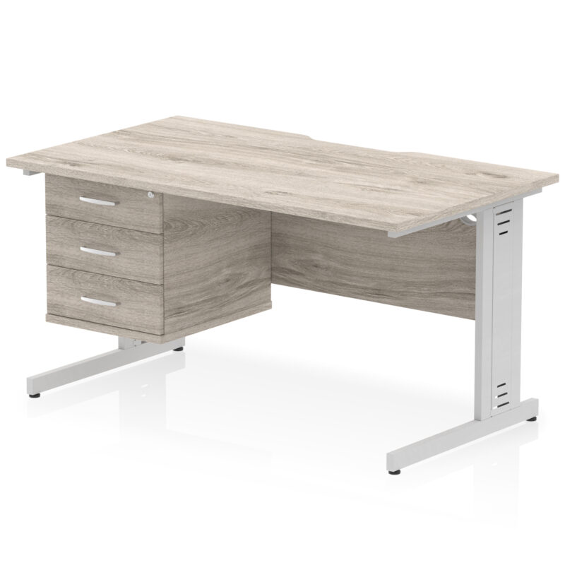 Pace Scalloped Edge 1400mm Cable Managed Straight Desk With Single Fixed Pedestal - Image 25