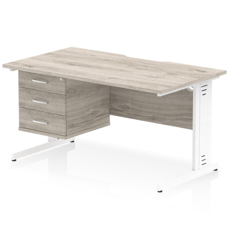 Pace Scalloped Edge 1400mm Cable Managed Straight Desk With Single Fixed Pedestal - Image 26
