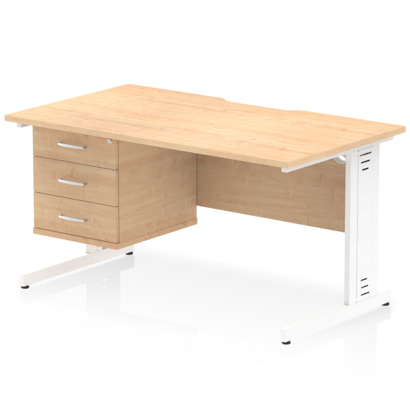 Pace Scalloped Edge 1400mm Cable Managed Straight Desk With Single Fixed Pedestal - Image 29