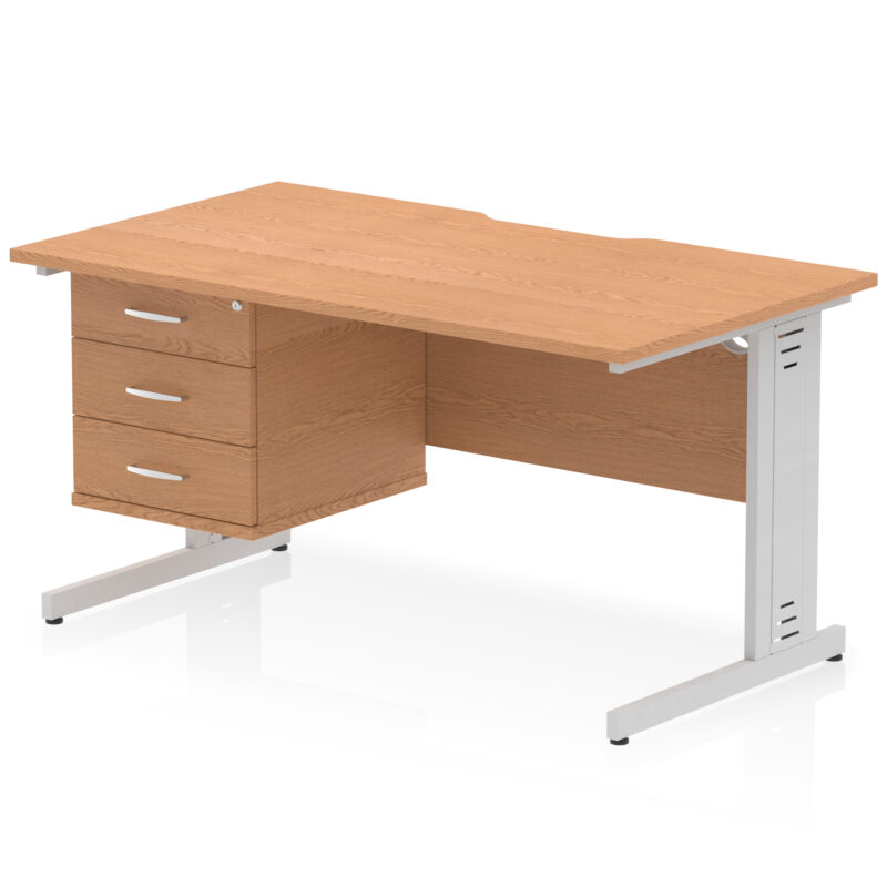 Pace Scalloped Edge 1400mm Cable Managed Straight Desk With Single Fixed Pedestal - Image 31