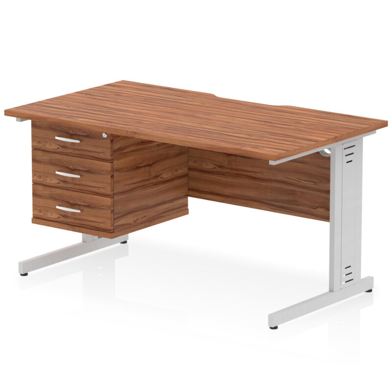 Pace Scalloped Edge 1400mm Cable Managed Straight Desk With Single Fixed Pedestal - Image 34