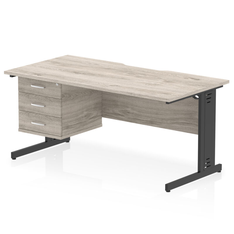 Pace Scalloped Edge 1600mm Cable Managed Straight Desk With Single Fixed Pedestal - Image 24