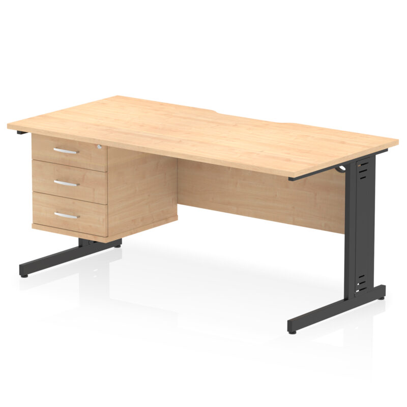 Pace Scalloped Edge 1600mm Cable Managed Straight Desk With Single Fixed Pedestal - Image 27
