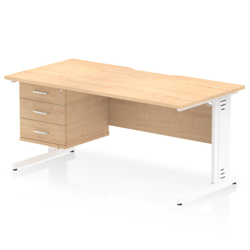 Pace Scalloped Edge 1600mm Cable Managed Straight Desk With Single Fixed Pedestal - Image 29