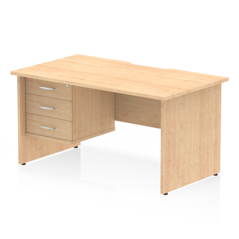 Pace Scalloped Edge 1400mm Panel End Straight Desk With Single Fixed Pedestal - Image 16