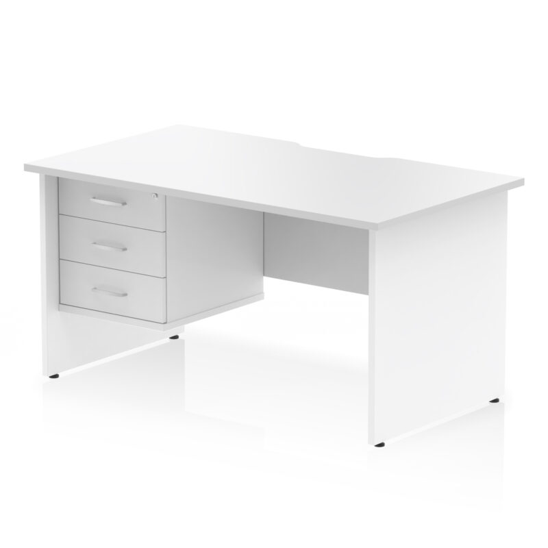 Pace Scalloped Edge 1400mm Panel End Straight Desk With Single Fixed Pedestal - Image 19