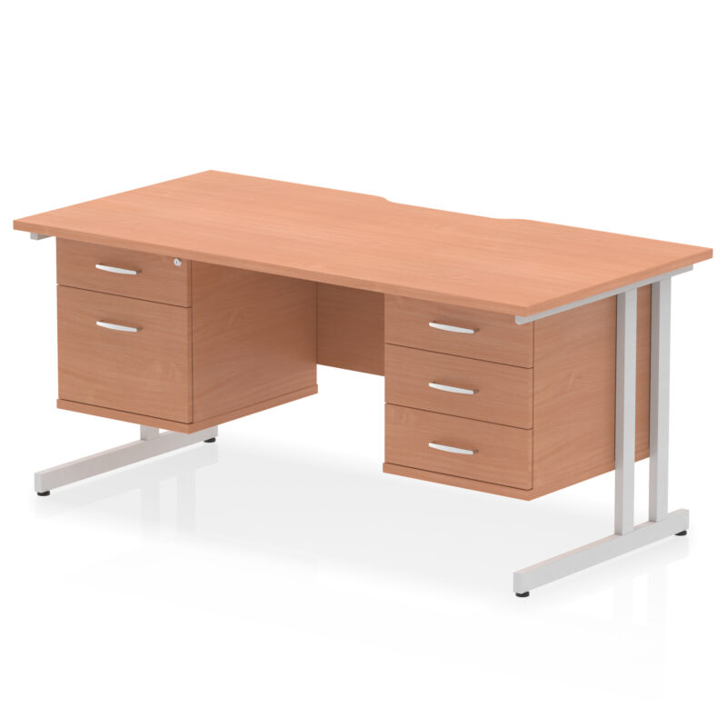 Pace Scalloped Edge 1600mm Cantilever Straight Desk With Two Fixed Pedestal - Image 5