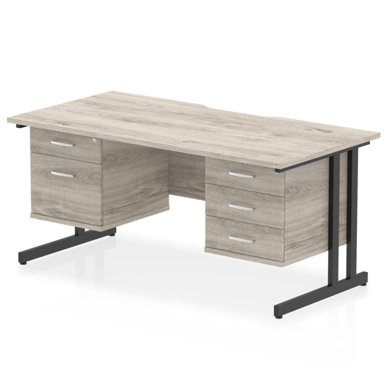 Pace Scalloped Edge 1600mm Cantilever Straight Desk With Two Fixed Pedestal - Image 7