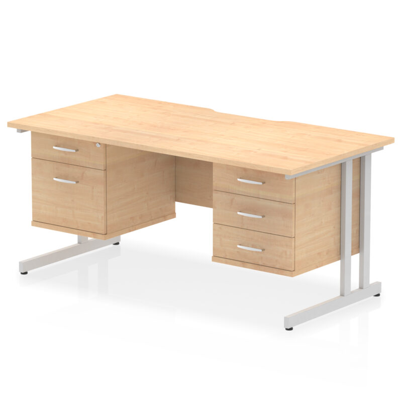 Pace Scalloped Edge 1600mm Cantilever Straight Desk With Two Fixed Pedestal - Image 11