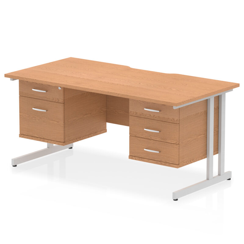Pace Scalloped Edge 1600mm Cantilever Straight Desk With Two Fixed Pedestal - Image 14