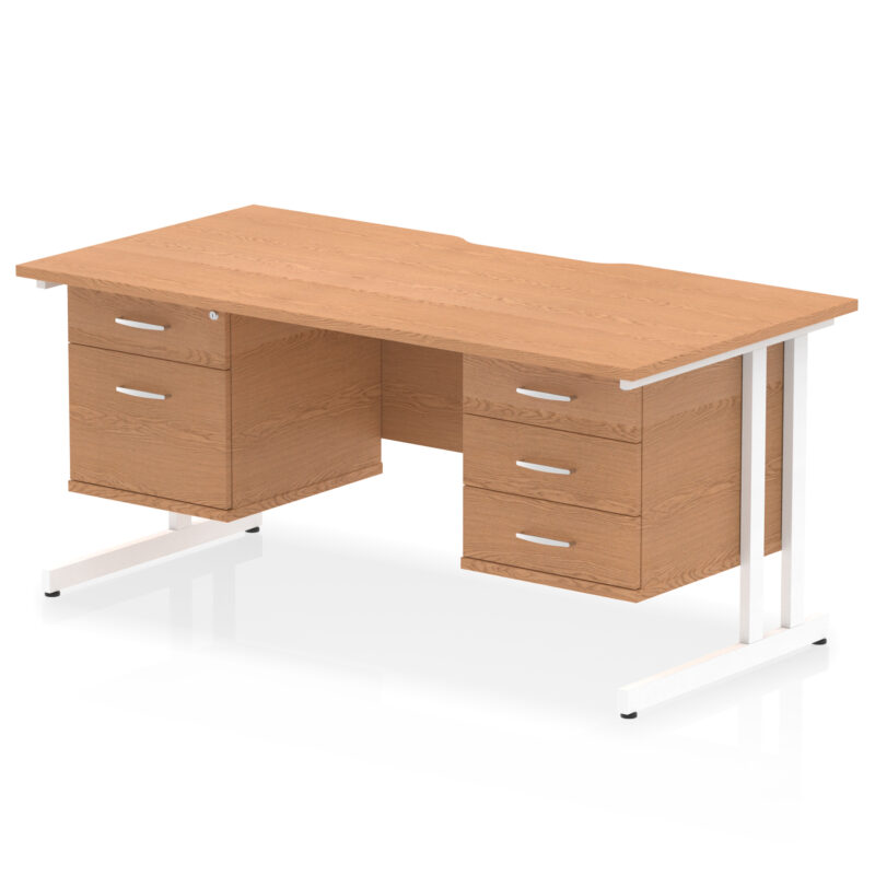 Pace Scalloped Edge 1600mm Cantilever Straight Desk With Two Fixed Pedestal - Image 15