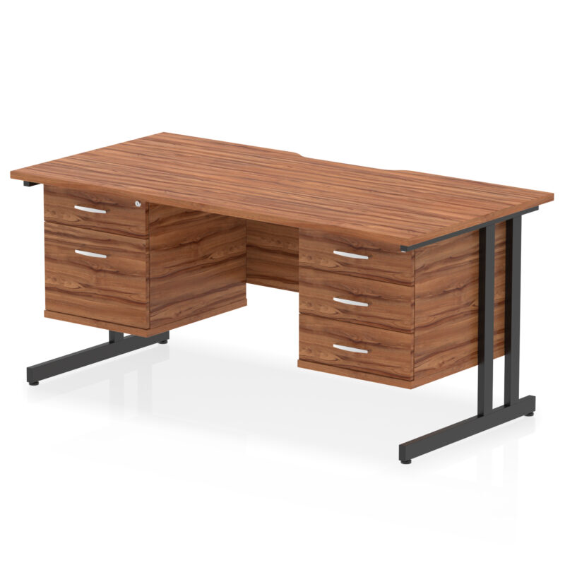 Pace Scalloped Edge 1600mm Cantilever Straight Desk With Two Fixed Pedestal - Image 16