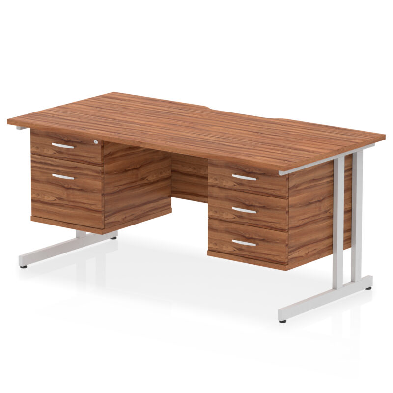 Pace Scalloped Edge 1600mm Cantilever Straight Desk With Two Fixed Pedestal - Image 17