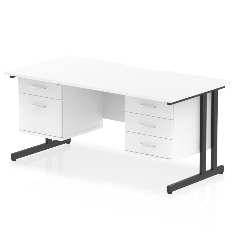 Pace Scalloped Edge 1600mm Cantilever Straight Desk With Two Fixed Pedestal - Image 19