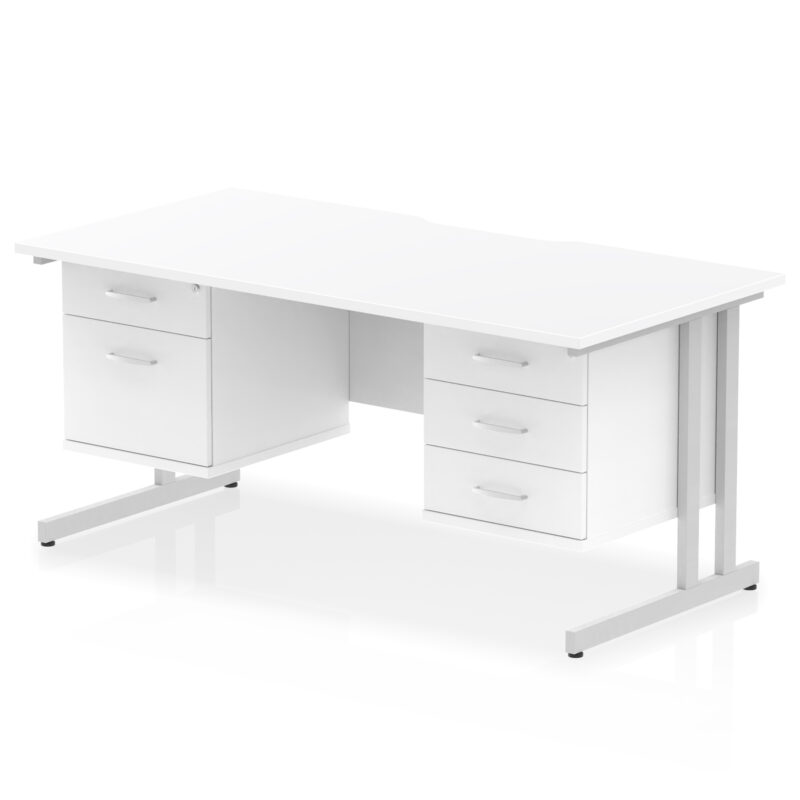 Pace Scalloped Edge 1600mm Cantilever Straight Desk With Two Fixed Pedestal - Image 20
