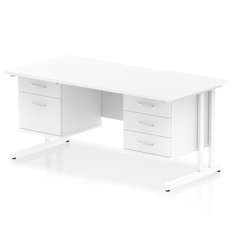 Pace Scalloped Edge 1600mm Cantilever Straight Desk With Two Fixed Pedestal - Image 21
