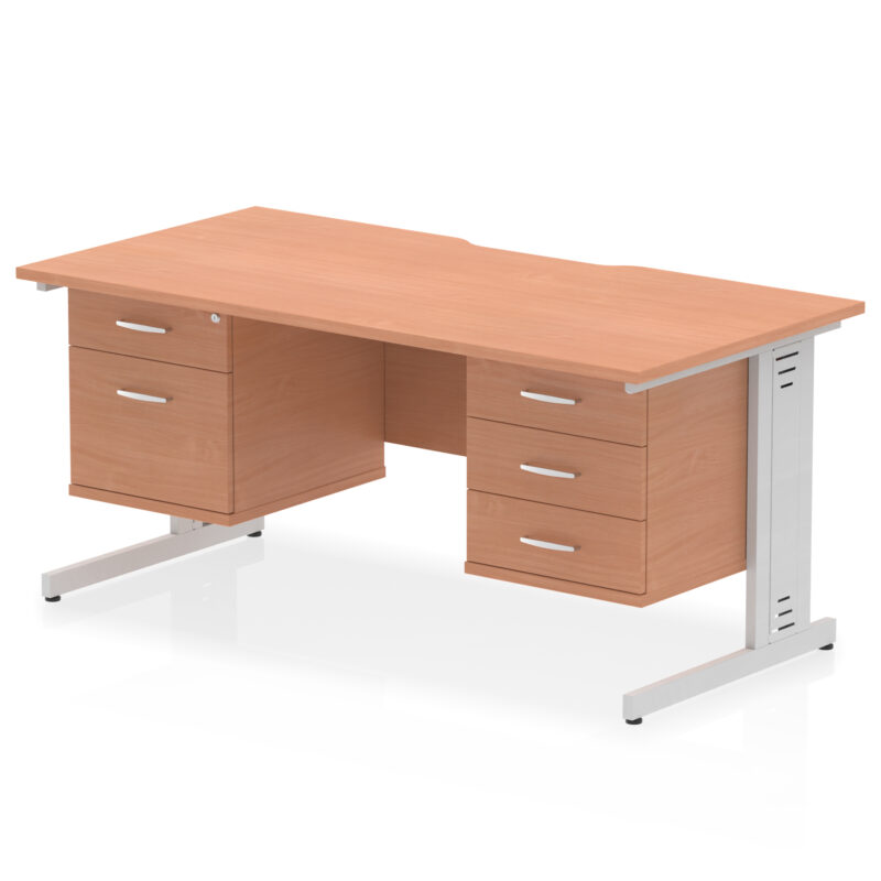 Pace Scalloped Edge 1600mm Cable Managed Straight Desk With Two Fixed Pedestal - Image 5