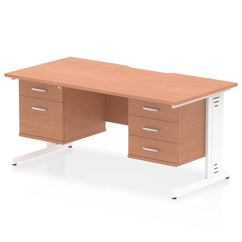 Pace Scalloped Edge 1600mm Cable Managed Straight Desk With Two Fixed Pedestal - Image 6