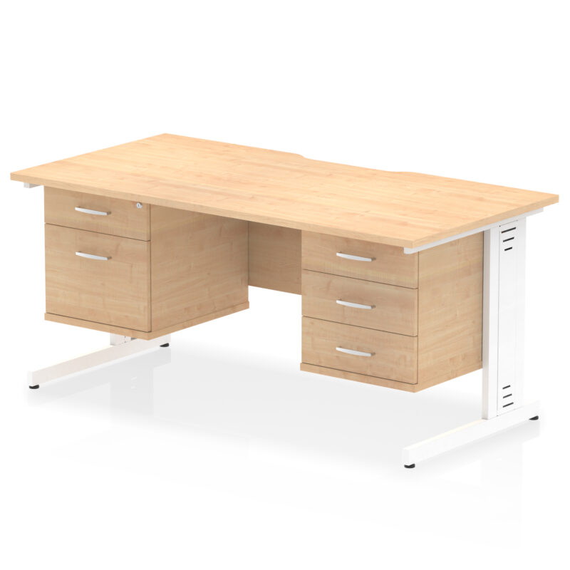 Pace Scalloped Edge 1600mm Cable Managed Straight Desk With Two Fixed Pedestal - Image 12