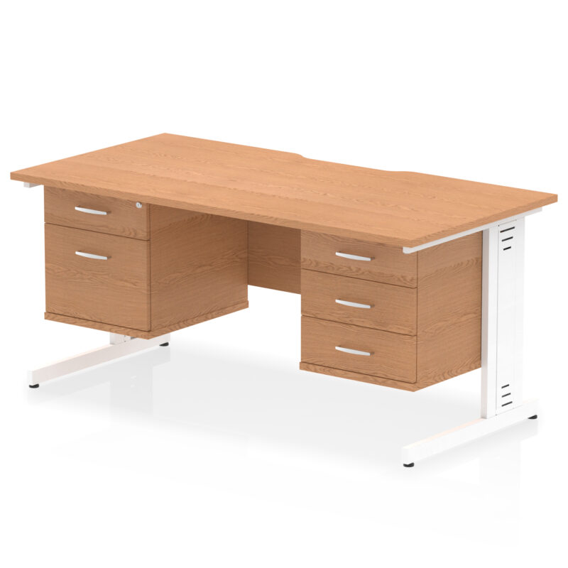 Pace Scalloped Edge 1600mm Cable Managed Straight Desk With Two Fixed Pedestal - Image 15