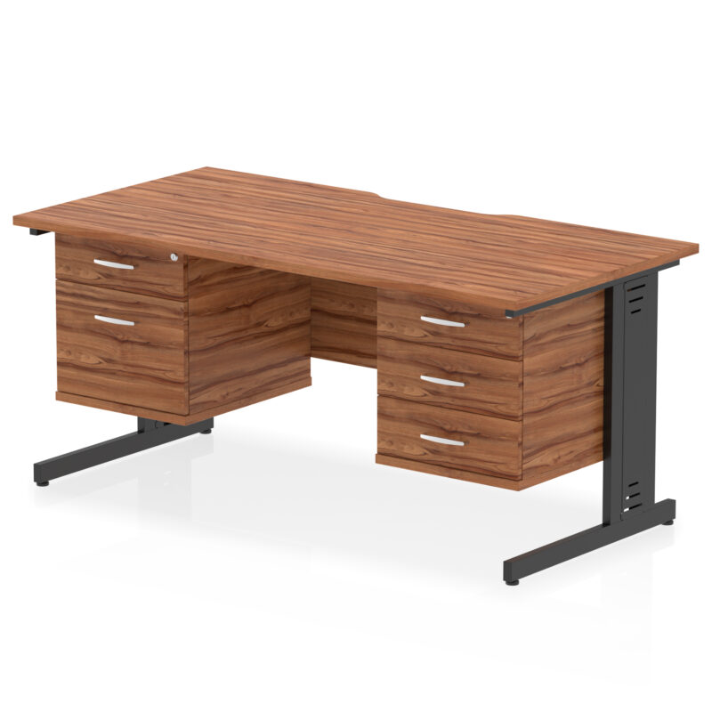 Pace Scalloped Edge 1600mm Cable Managed Straight Desk With Two Fixed Pedestal - Image 16
