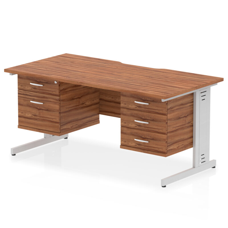 Pace Scalloped Edge 1600mm Cable Managed Straight Desk With Two Fixed Pedestal - Image 17