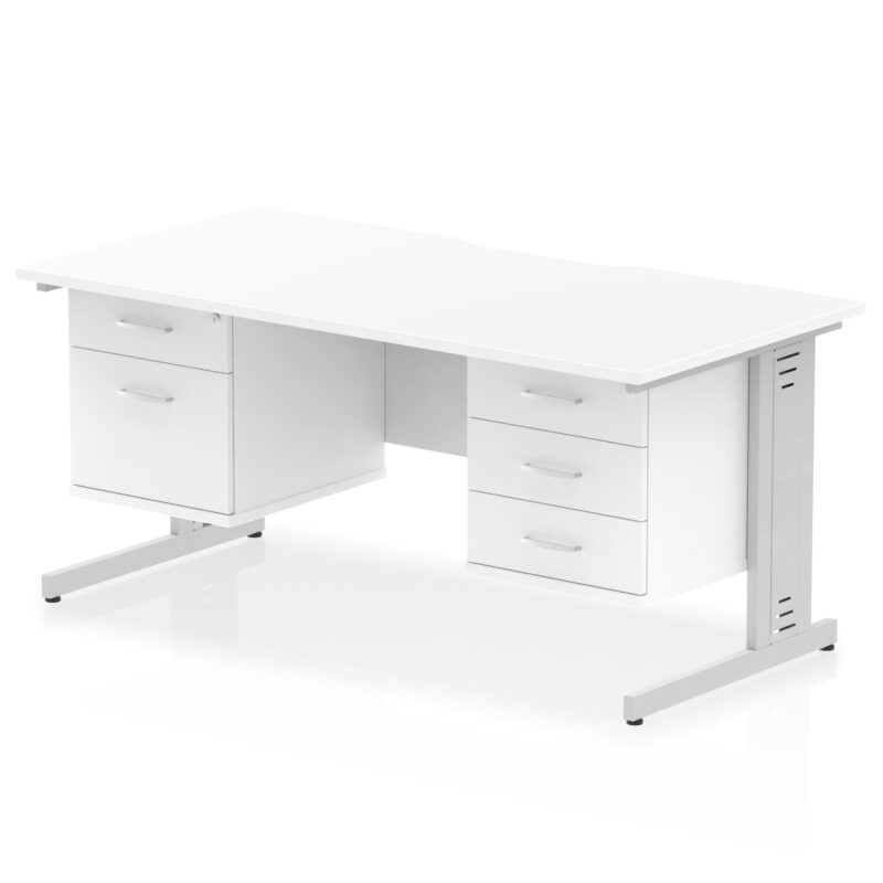 Pace Scalloped Edge 1600mm Cable Managed Straight Desk With Two Fixed Pedestal - Image 20
