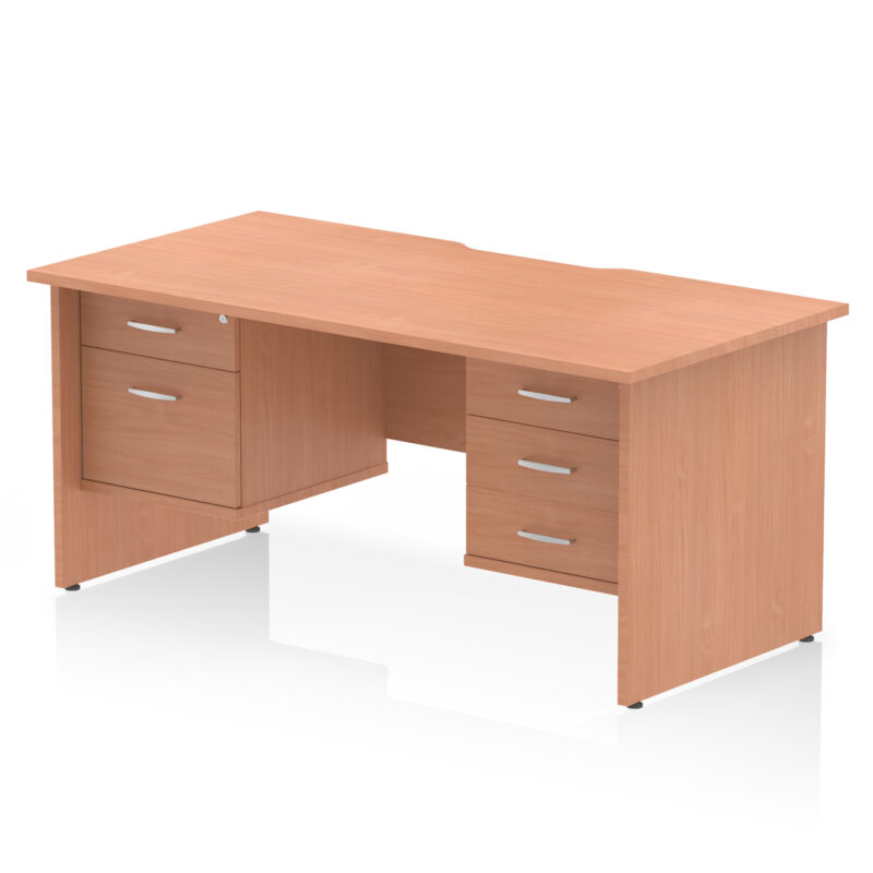 Pace Scalloped Edge 1600mm Panel End Straight Desk With Two Fixed Pedestal - Image 4