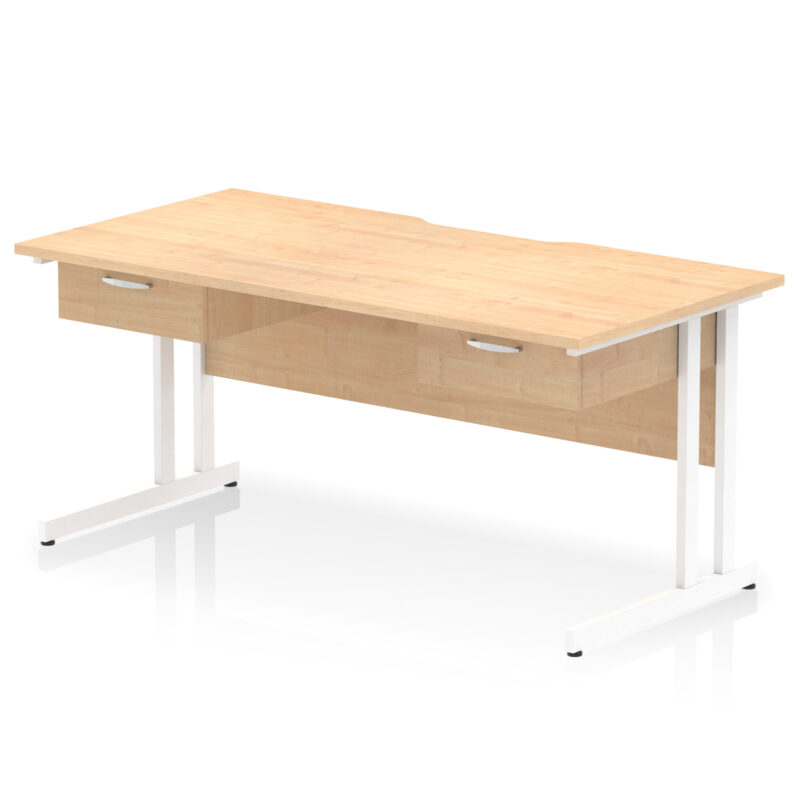 Pace Scalloped Edge Cantilever Straight Desk With Two One Drawer Fixed Pedestals - Image 16