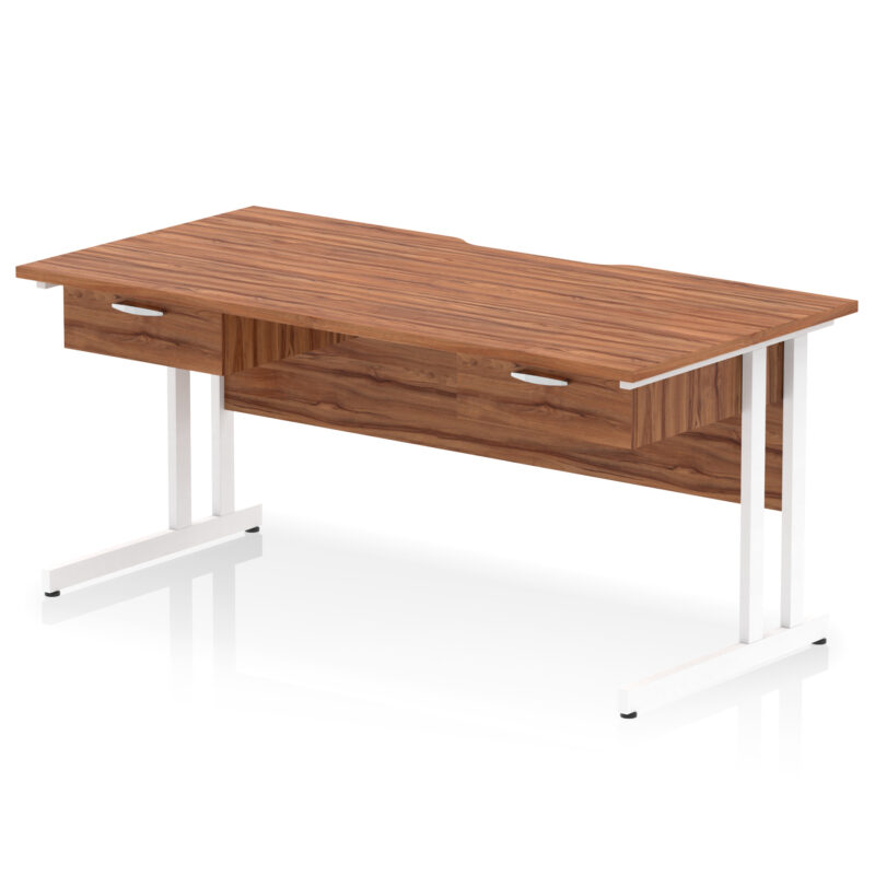 Pace Scalloped Edge Cantilever Straight Desk With Two One Drawer Fixed Pedestals - Image 18