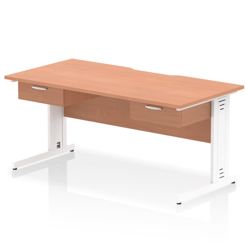 Pace Scalloped Edge Cable Managed Straight Desk With Two One Drawer Fixed Pedestals - Image 14